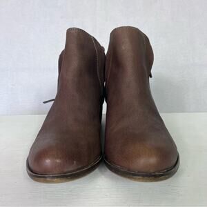 Lucky Brand Boots Womens 6M/36 Brenon Leather Round Toe Side Zipper Ankle